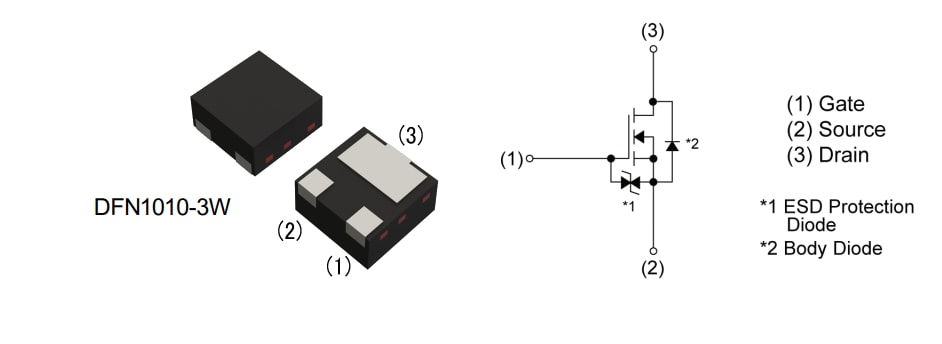 アプリケーション回路図 - ROHM Semiconductor RV8L002SN & RV8C010UN小信号MOSFET